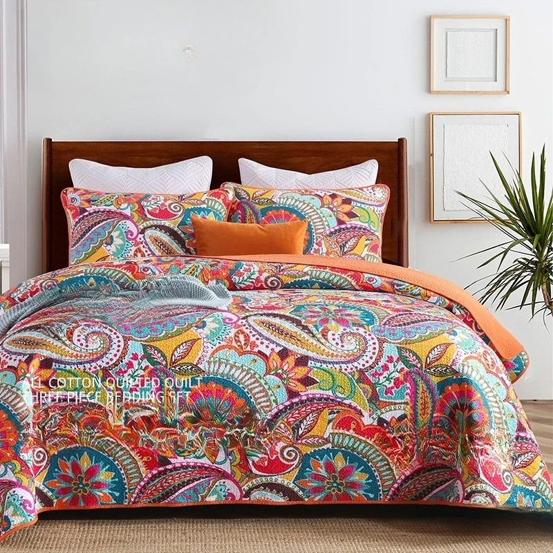 

Genuine Pure Cotton Xia Liang Quilt Bohemia Three-piece Set Cotton Thickened Bed Sheet Non-slip Bed Cover Pillowcase