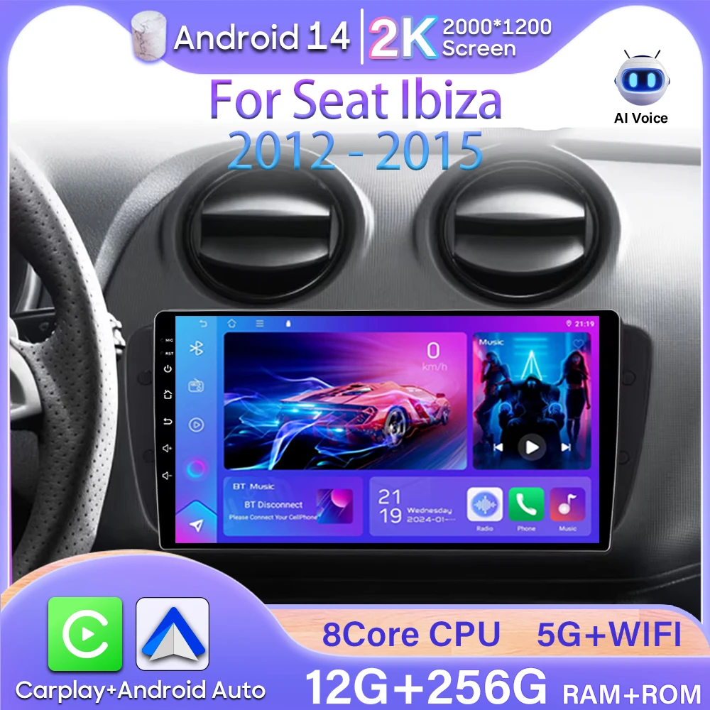 

Car Radio Android Auto For Seat Ibiza 2012 - 2015 Stereo Carplay GPS Video No 2din Monitor 4G Wifi Car Monitor Autoradio 2k DVD