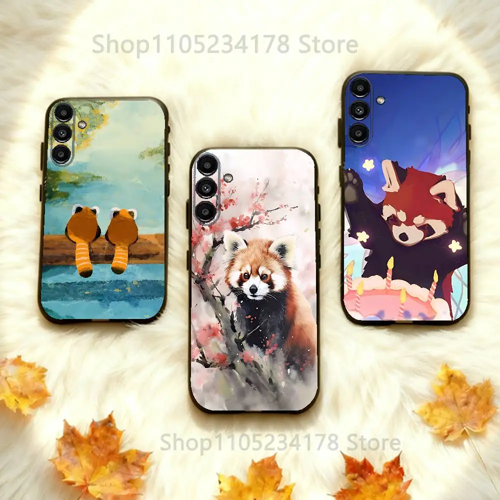 

Red Small Panda Painting Phone Case Silicone Soft For Samsung Galaxy A73,31,32,72,41,53,52,71,22,5G,Note,J7,8,9