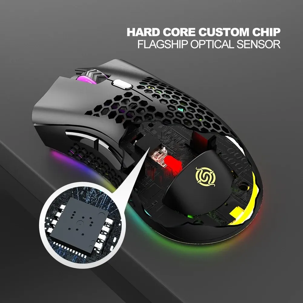 BM600 Recarregável Gaming Mouse USB 2.4G Sem Fio RGB Luz Honeycomb Gaming Mouse Desktop PC Computadores Notebook Laptop Mice