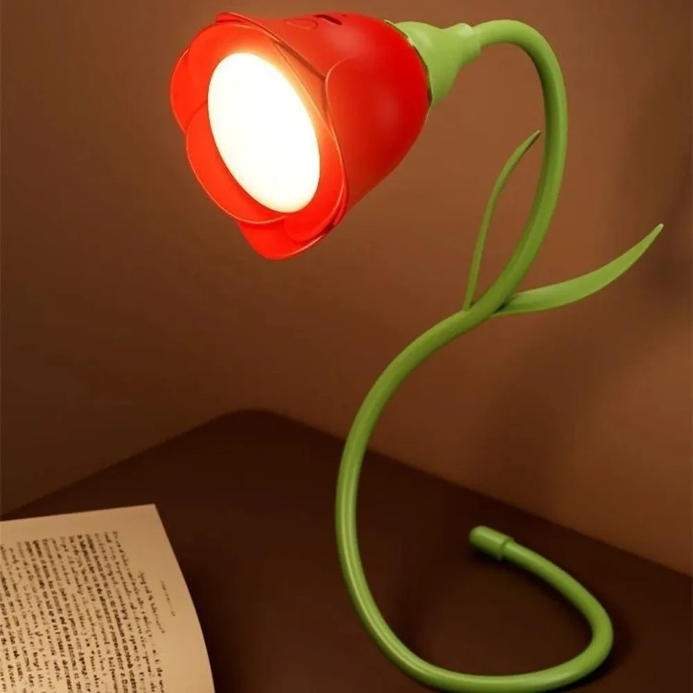 Portable Rechargeable Rose LED Lamp with Brightness Memory Soft Lighting Desk Lamp Bendable Gift Flower LED Table Lamp Bedroom