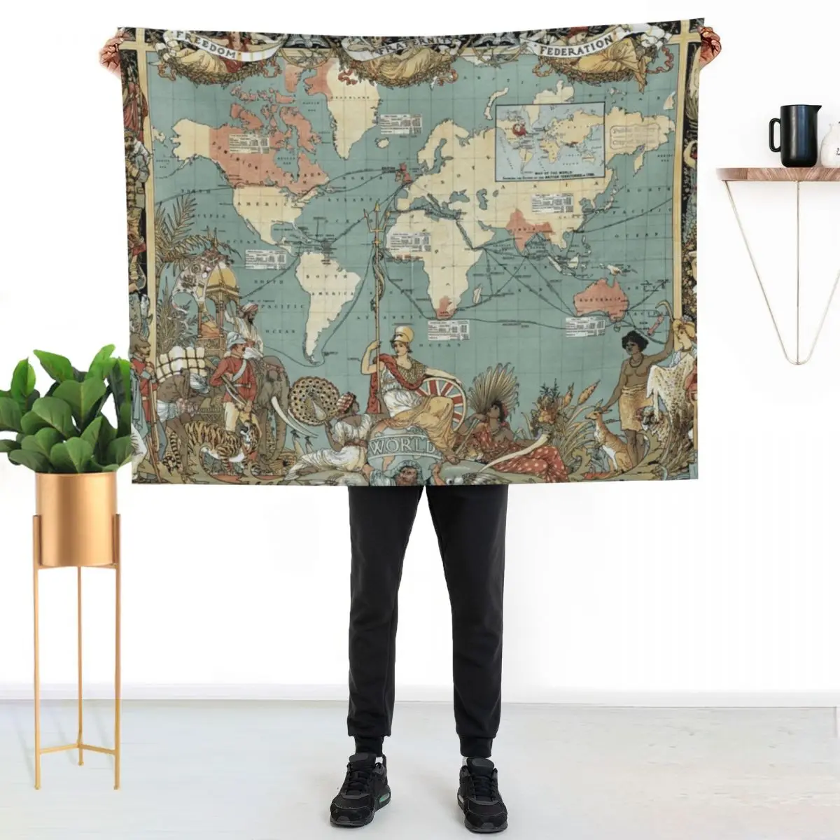 

British Empire Map | Traditional | World Throw Blanket Shaggy Furry Soft Blanket for Bedroom Living Room