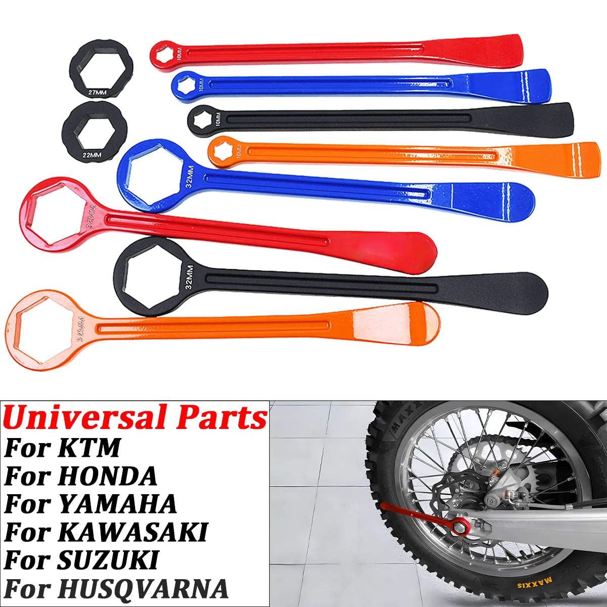 

2024 New motocross tire repair aid Aluminum alloy tire lever 27mm and 22mm and 32mm and 13mm and 10mm Universal Parts For KTM XC