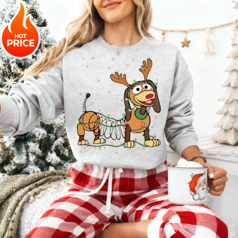 

Рождественский зимний свитер «История игрушек Диснея», обтягивающая собака, мальчик и девочка, семейный свитер для родителей и детей, свободная мужская и женская толстовка большого размера с длинными рукавами