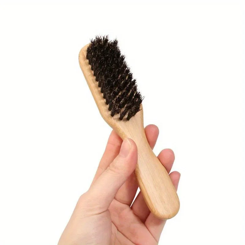 Wood Handle Boar Bristle Cleaning Brush Hairdressing Beard Brush Anti Static Barber Hair Styling Comb Shaving Mustache Tools