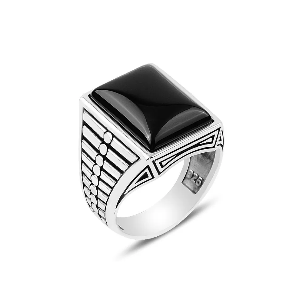 

Turkish Handmade Sterling Silver Onyx Stone Men's Ring