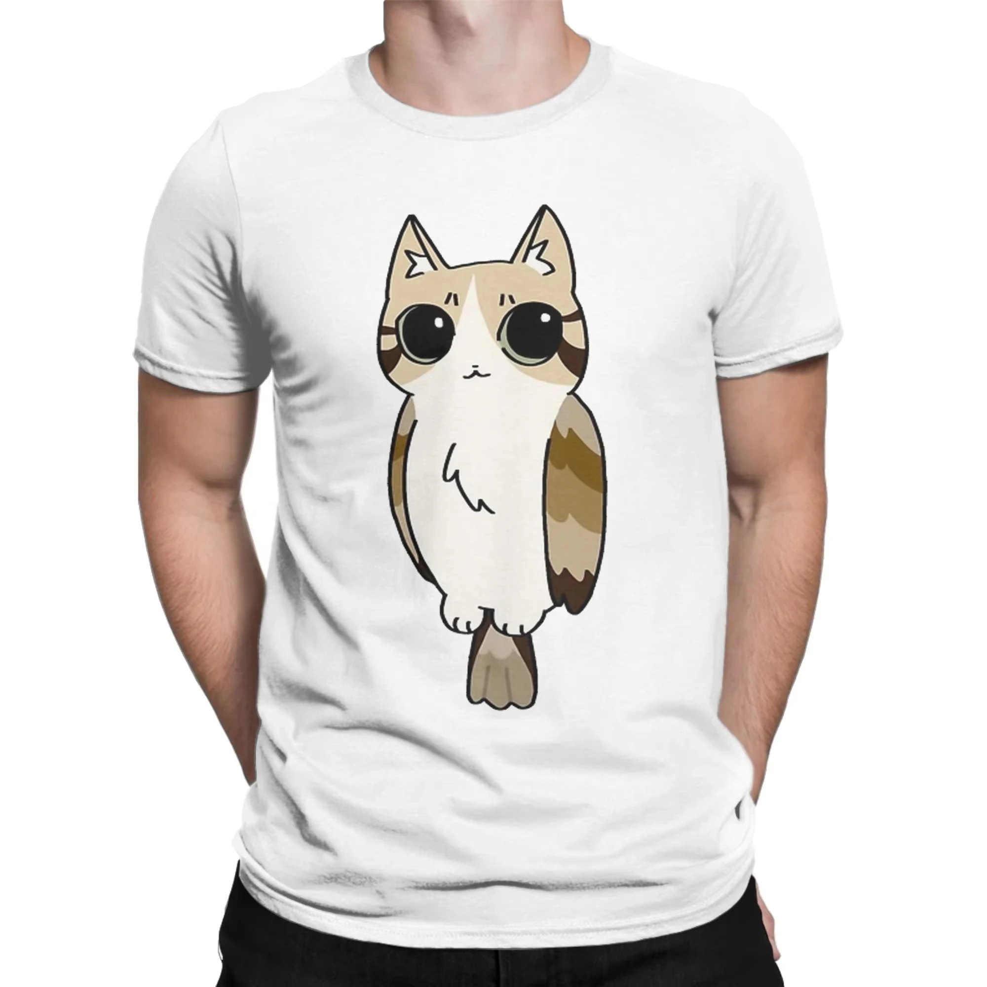 

Футболка Cat Meowl Owl, мужская хлопковая новинка, футболка с круглым вырезом, одежда с короткими рукавами, идея подарка