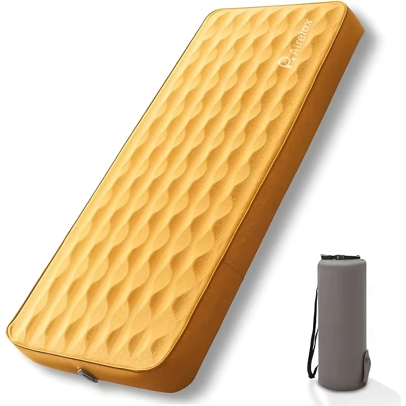 Self-Inflatable Camping Mattress, AIRLAX Yellow Inflatable Sleeping Mat, with Its Own Air Pump, Suitable for Camping and Picnics