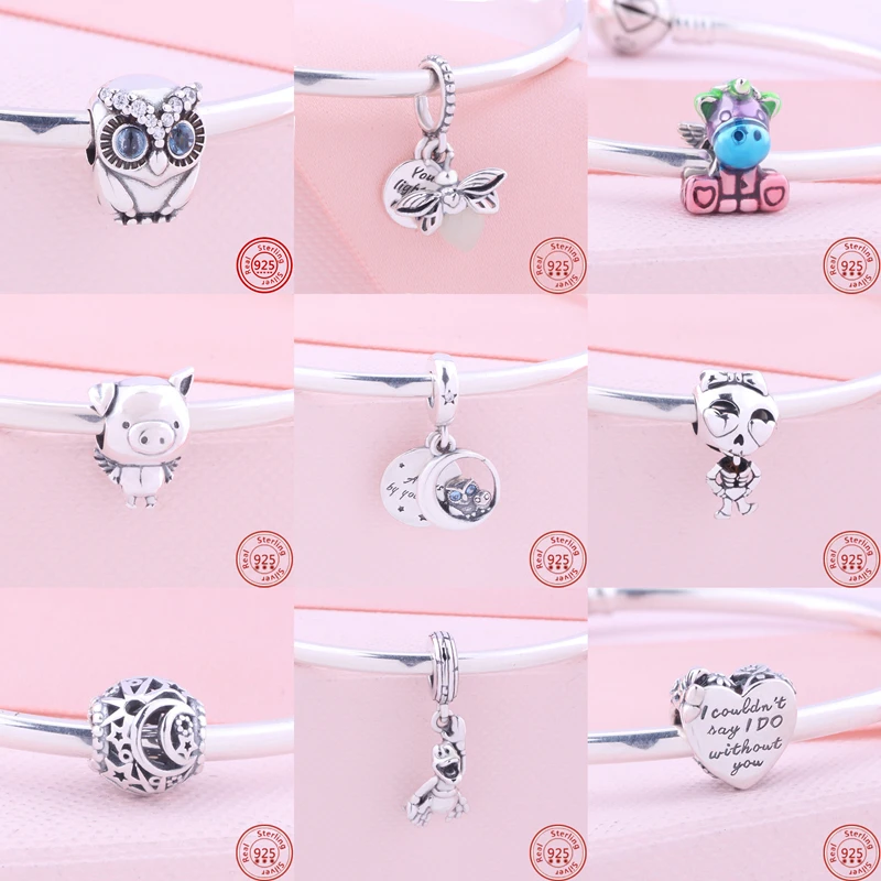 

New Flying Pig Firefly Sun Moon Unicorn DIY Beads Fit Original Pandora Charms Silver 925 Bracelet Women Fine Jewelry Accessories