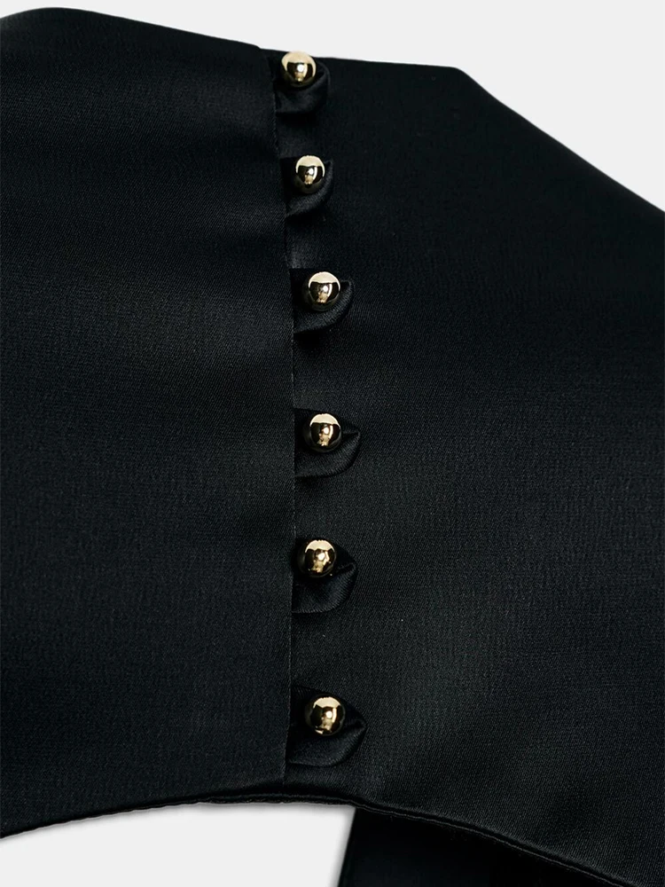 Seksowna sukienka na imprezę z wycięciami, damska, jednolita, z długim rękawem, bez pleców, plisowana, czarna, damska, modna suknia wieczorowa 2025, elegancka.