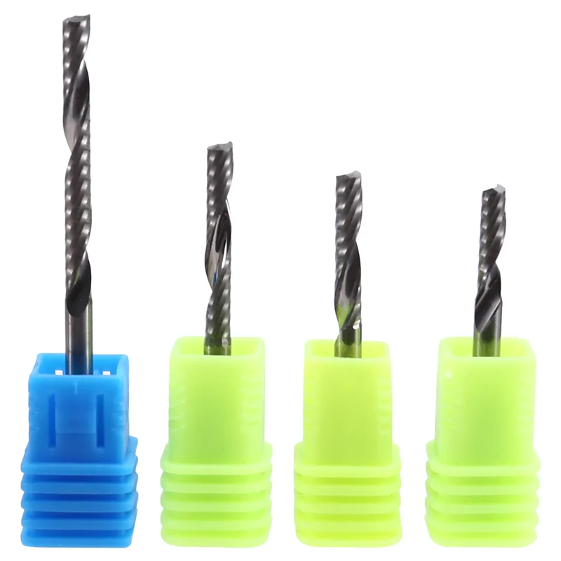 

KYCOR-4PCS 3.175Mm UP & DOWN Cut Single Flutes Spiral Carbide Mill Tool CNC Router Compression Wood End Mill Cutter Bit