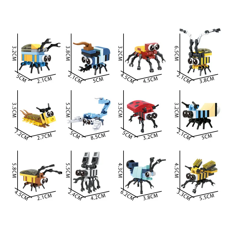 Creativity Mini Insect Animal World Building Block12 in 1Centipede Scorpion Model Kit Brick Home Decor Birthday Toy Gift for Kid