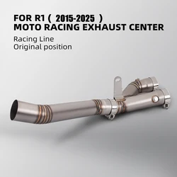 For Yamaha YZF R1 R1M 2015-2025 Motorcycle Exhaust Pipe Stainless Escape 54MM Adapter Middle Link Pipe Connect OE Muffler