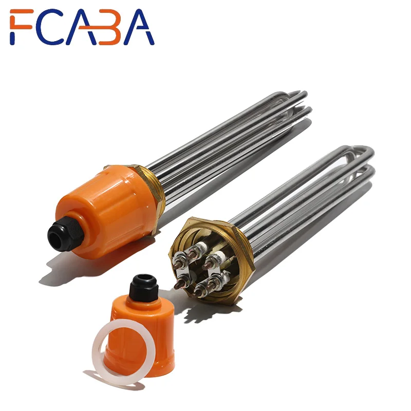 FCABA DN40  220V 380V Electric Tubular Water Immersion Heater 1.5inch 201SS 3KW 4.5KW 6KW 9KW 12KW Heat Conduction Oil Heater