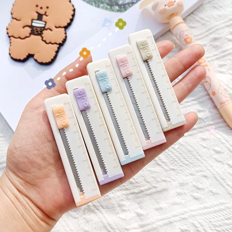 

Kawaii Mini Scale Utility Knife Portable Paper Cutters Box Letter Envelope Opener Pocket Knife Korean Stationery Office Supplies