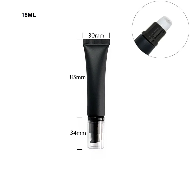 25/50pcs Empty 15/30ml Frosted Black Soft Tube Airless Pump Plastic Cosmetic Travel Container 15/30g Sample Cream Squeeze Bottle