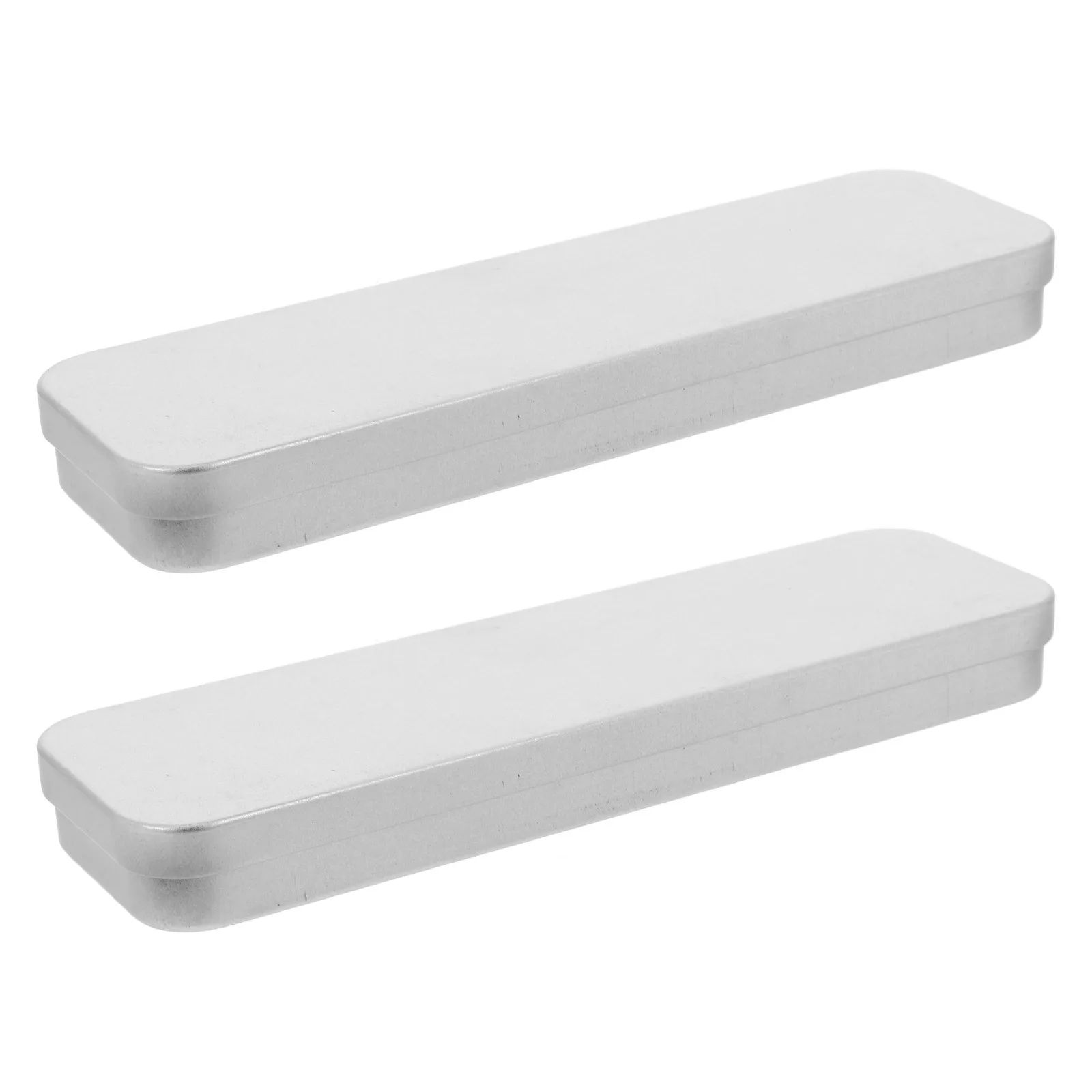 

2pcs Tinplate Pencil Box Stylish Stationery Organizer Metal Pen Holder Empty School Pencil Case Portable Rectangular Crayon