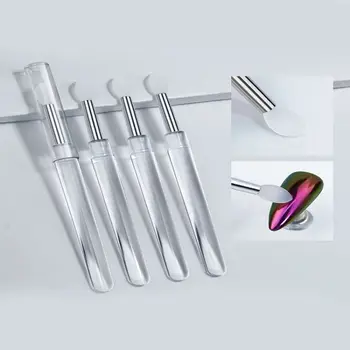 Manikür şeffaf silikon değnek sihirli ayna tozu Aurora toz aplikatör değnek Rubbing arak toz Glitter göz farı taşınabilir