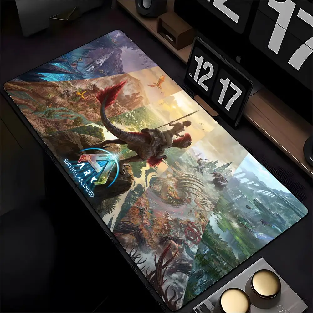 Ark Game Survival Ascended Mouse Pad Mousepad HD الطباعة ألعاب الكمبيوتر قفل الحافة عدم الانزلاق ماوس الوسادة XXL90x40cm لوحة المفاتيح P