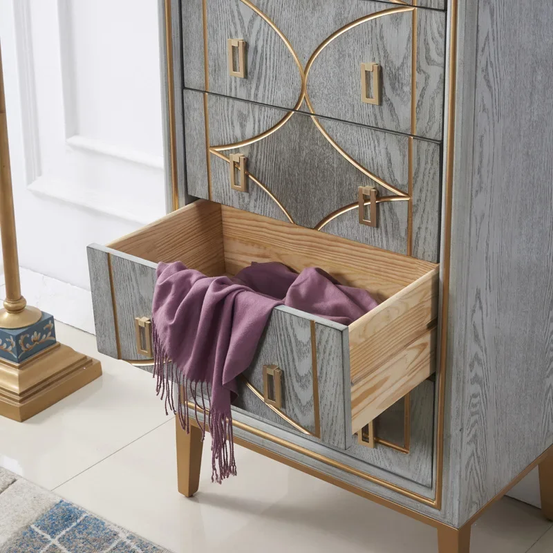DSA American light luxury chest of drawers, retro and old lockers, bedroom storage cabinets are solid wood drawer cabinets.