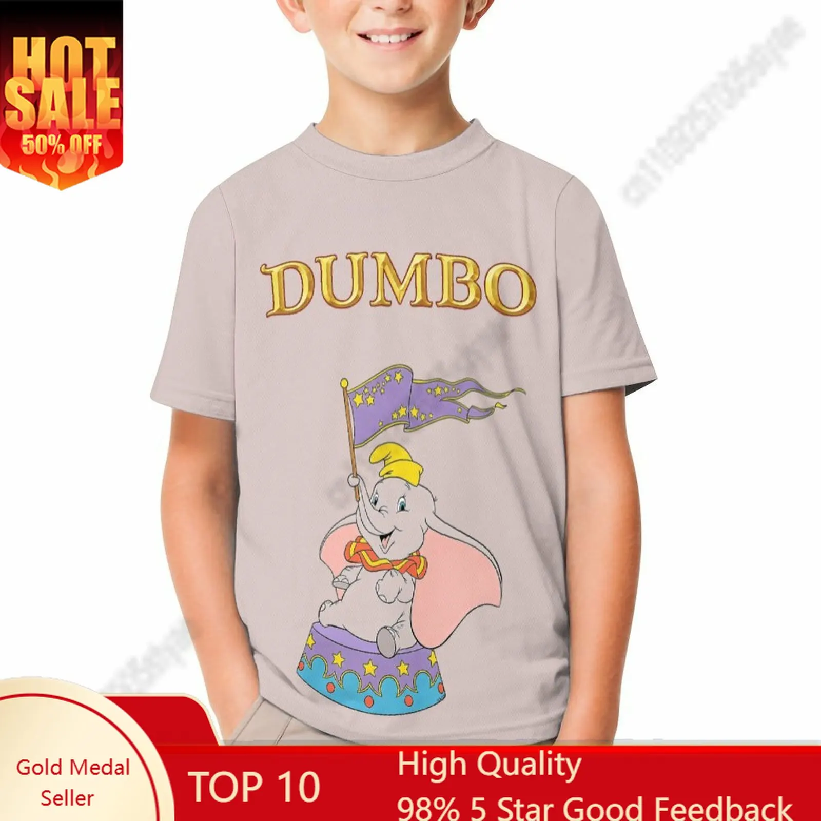

Dumbo T Shirt Boy Girl Short Sleeve Print Fashionable Cute Casual Cotton TShirt Comfortable Crew Neck Children Child Tee