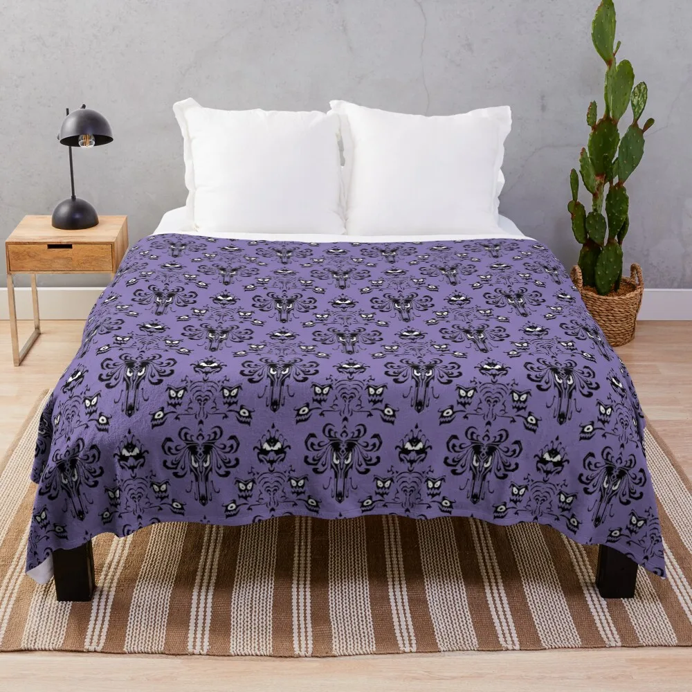 

Haunted Wallpaper Throw Blanket Easy Care Comfortable Blanket for Couch