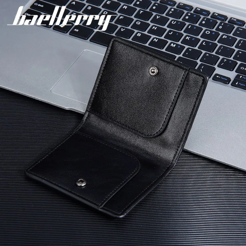 Baellerry Mini Men Card Holder Wallets Zipper Coin Pocket Slim Male Wallet PU Leather Credit Bank Card Case Small Men Purses