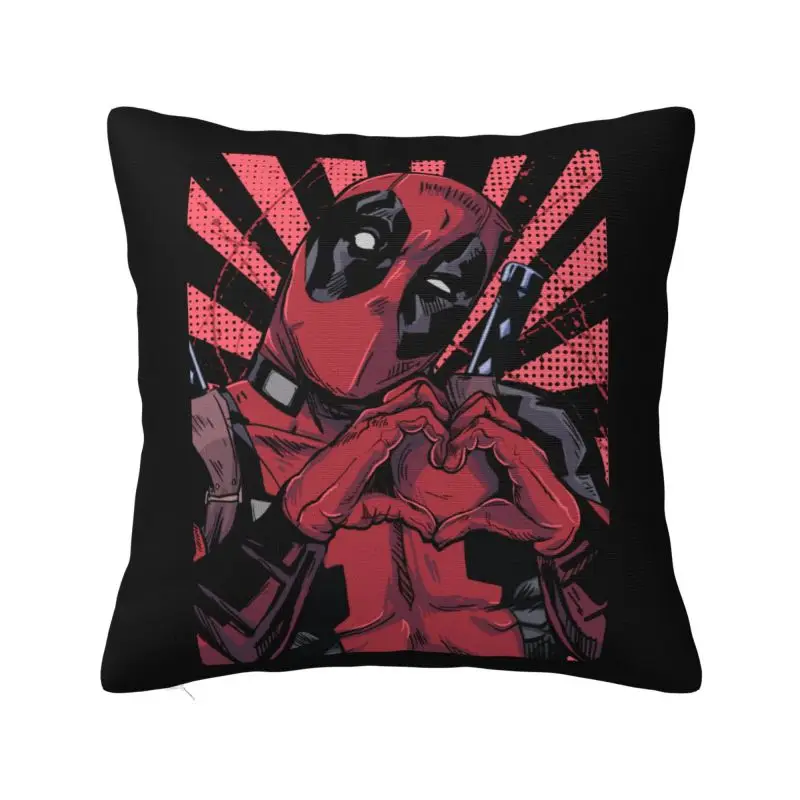 Custom Modern Deadpool Hand Heart Cushion Cover Soft Pillow Case