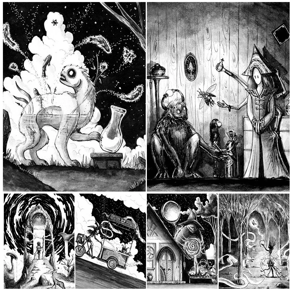 

Magicians And Mysterious Creatures In The Forest Vintage Wall Art Canvas Painting Witchcraft Art Poster Print Home Decoration