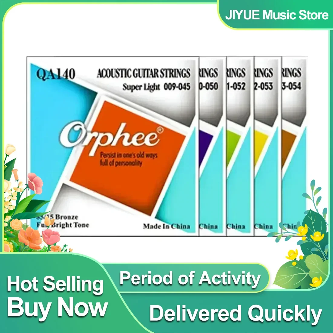 Corde per chitarra acustica Orphee Serie Q nichelate di corde esagonali alte in acciaio al carbonio Accessori per chitarra acustica folk