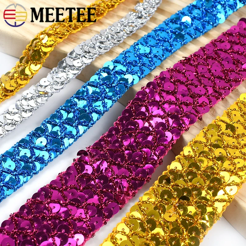 2/5/10M 20mm Sequin Lace Trim Braided Band Decoration  Ribbons Cosplay Stage Costumes DIY Hat Luggage Sewing Accessories