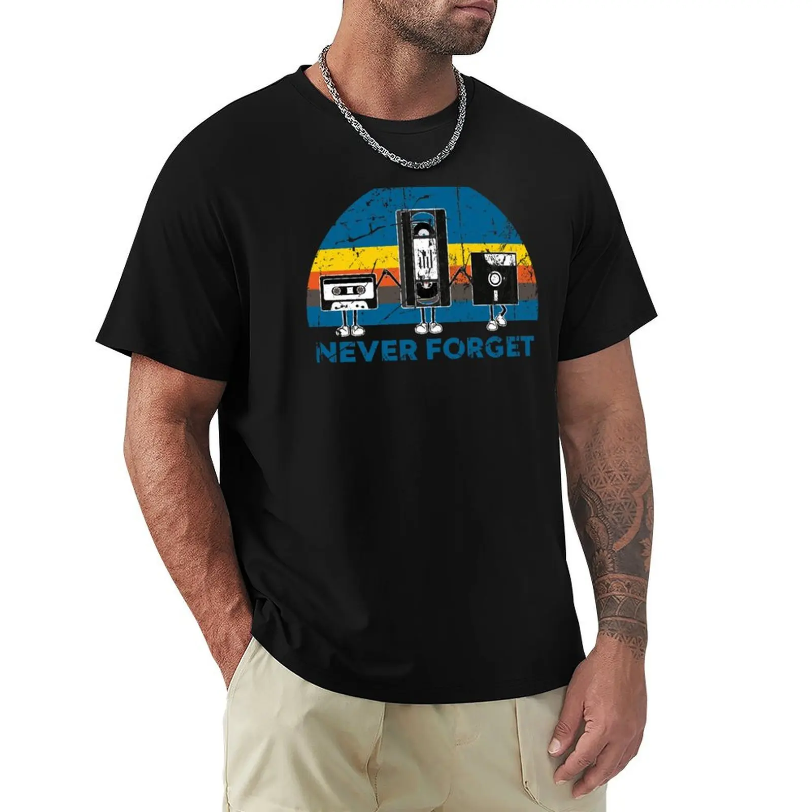 Never Forget | Vintage Retro Graphic Design | Computer Floppy Disks Cassette | Cool Gifts T-Shirt