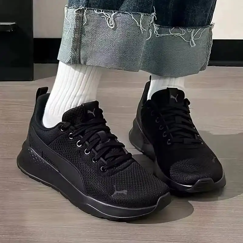 Black PUMA Breathable All Mesh Running Sneakers, Lightweight Non Slip Unisex Daily Casual Sports Shoes 371128-01 Sneakers,