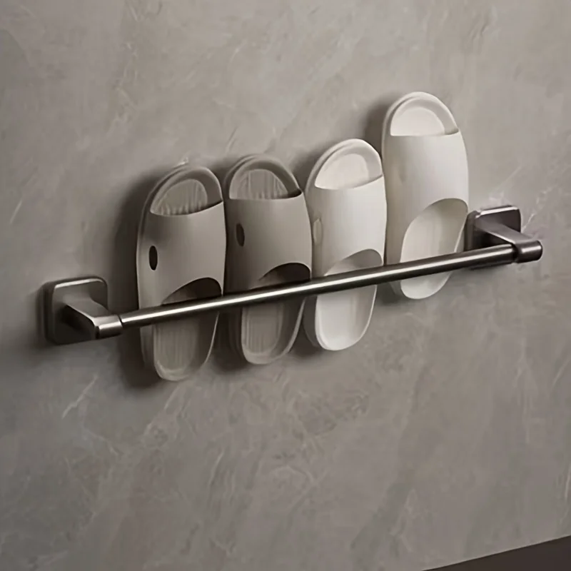 Slipper Rack Bathroom Wall-Mounted Storage Rack, Wall-Hanging Storage for Bathroom, Behind-The-Door Drainage Slipper Holder, No-Drill Installation