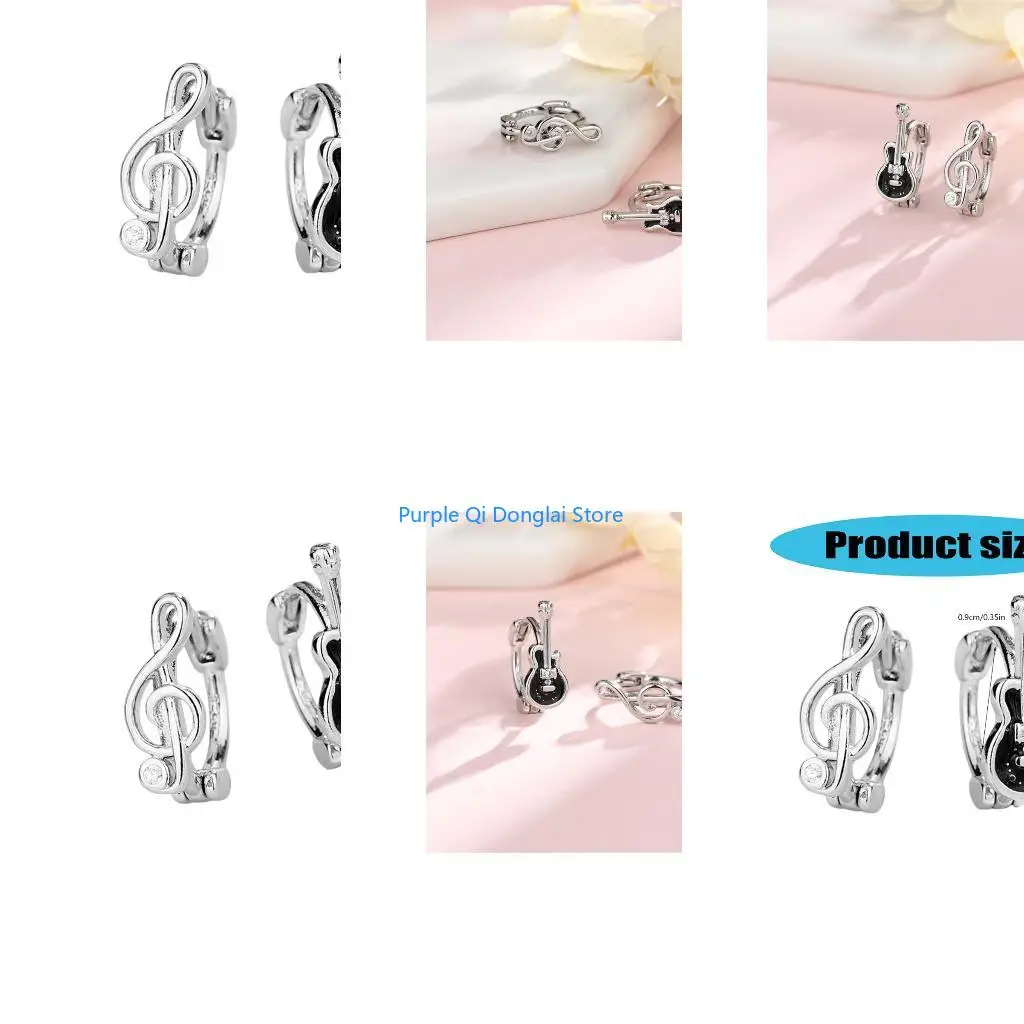 L21E Trendy Guitar Pick Shaped Earrings for Sensitive Skin Everyday Wear Copper Crafted Rock Elegant Jewelry