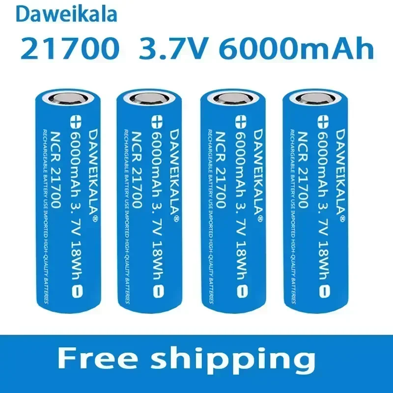 

large capacity li-48s 3.7V 6000mAh 21700 rechargeable battery 9.5a power 2C rate discharge ternary lithium battery