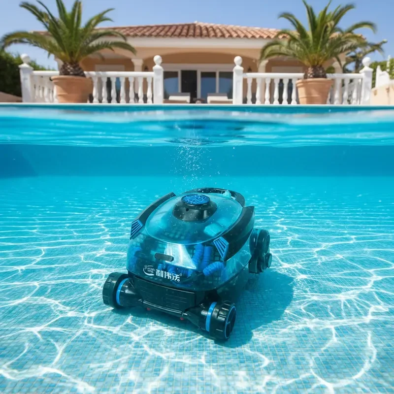 STLF JQR Cordless Robotic Pool Cleaner Strong Suction 2-Hour Runtime Motor Drive for Concrete & Tile