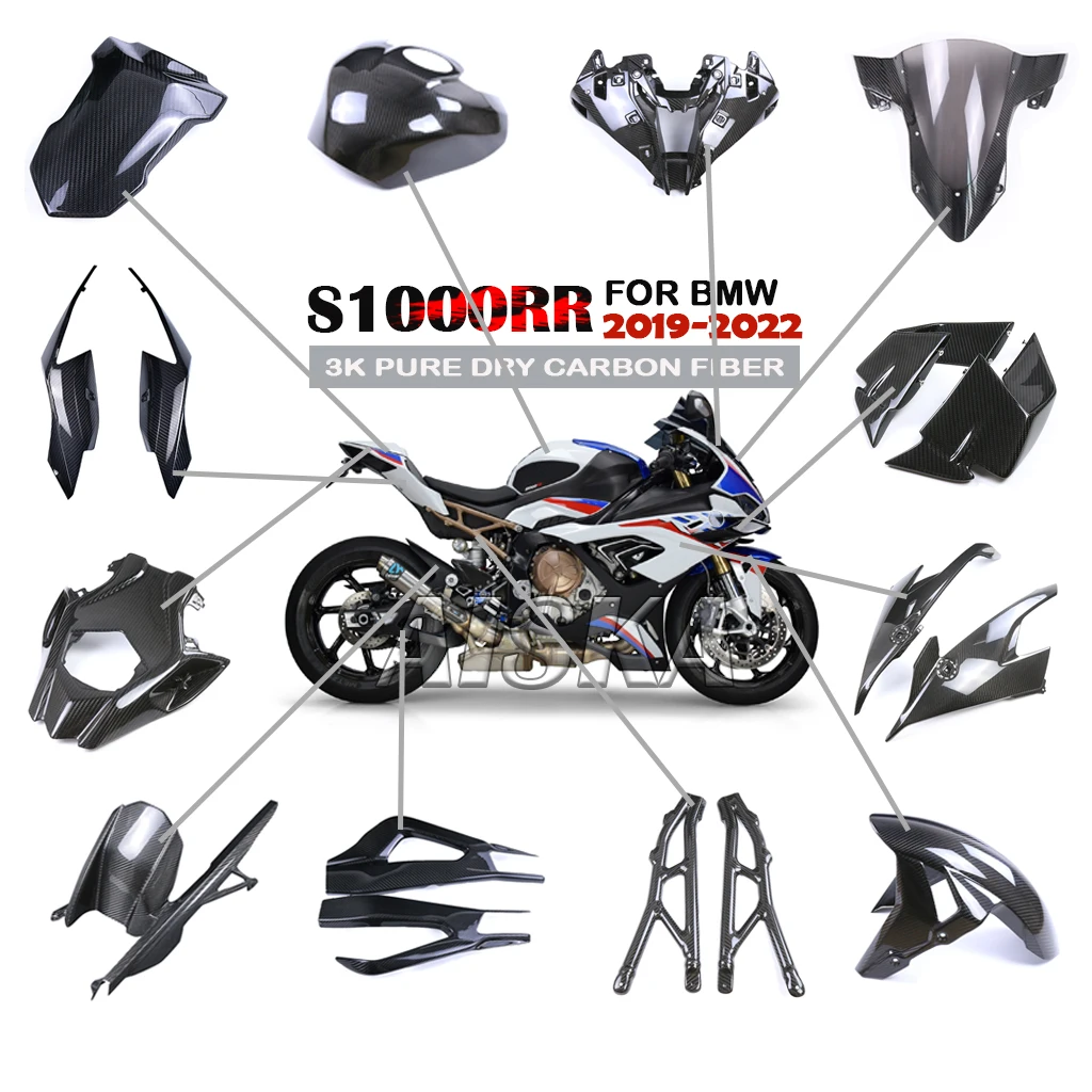 

Motorcycle Accessories Side Panel Fender Fuel Tank Guard Fairing Kit 3K Dry Carbon Fiber For BMW S1000RR 2019 2020 2021 2022