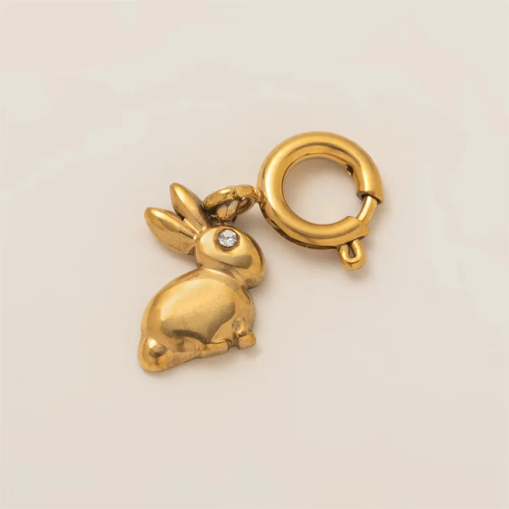 stainless steel Animal Charms Rabbit Fox Shaped Pendant For DIY Jewellry Accessories vacuum electroplating Charms For Earring