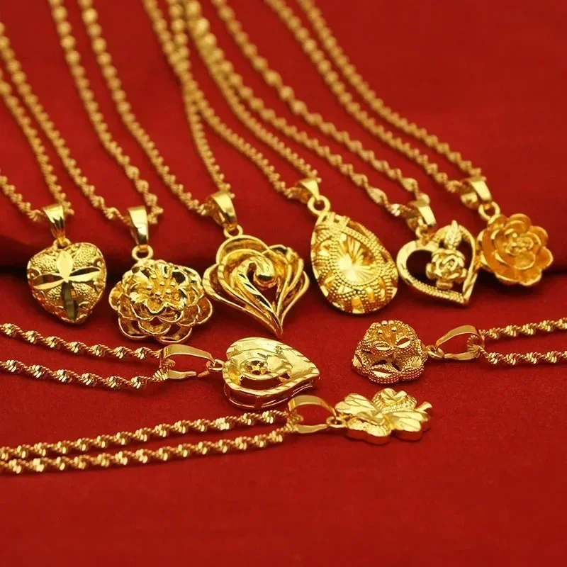 Eldorado Gold   Eldorado 2025 20259999 24K REAL Gold Necklace Women's Real Gold Necklace Pendant Gold Necklace Women's Jewelry F