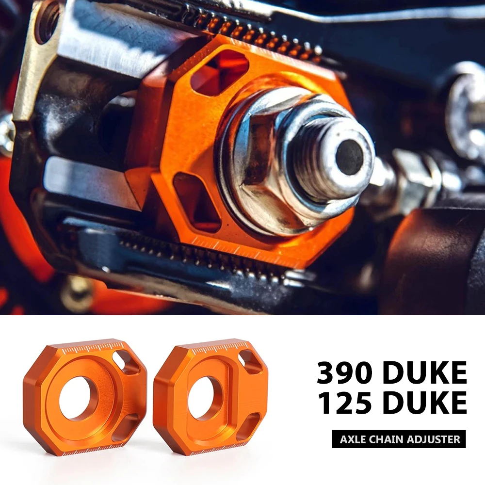

Orange With Logo Motorcycle Rear Axle Block Chain Adjuster Regulator Sliders Tensioner For 125 DUKE 390 Duke 390Duke 2024 2025