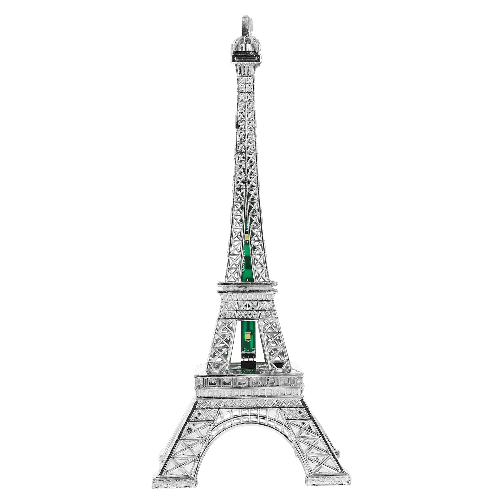 

Tower Ornaments Eiffel Decor with Light Decorations up Small Alloy Metallic Statue Travel