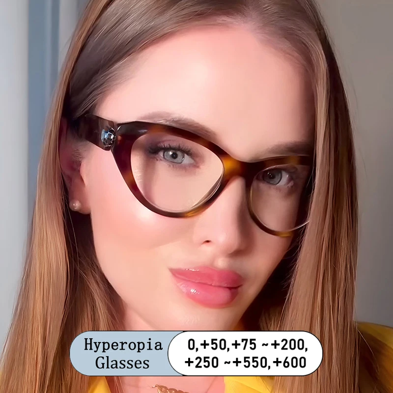 

Брендовый дизайн, оправа «кошачий глаз», очки для дальнозоркости, фотохромные анти-синие лучи, компьютерные женские очки для чтения на заказ 0 +1 + 1,25 + 1,50