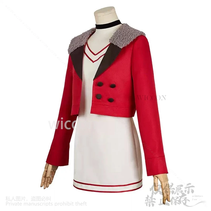 مومو Ayase الساخن أنيمي دان دا دان تأثيري فستان مُصمم حسب الطلب معطف أحمر موحدة جورب أقراط الباروكات لجميع القديسين عيد الميلاد مخصص