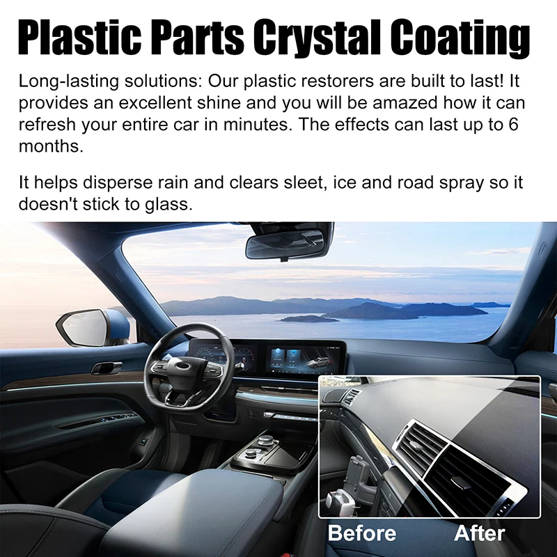 30ml Car Interior Plastic Parts Retreading Auto Agent Crystal Coating Wax Long-lasting Liquid Car Maintenance Agent