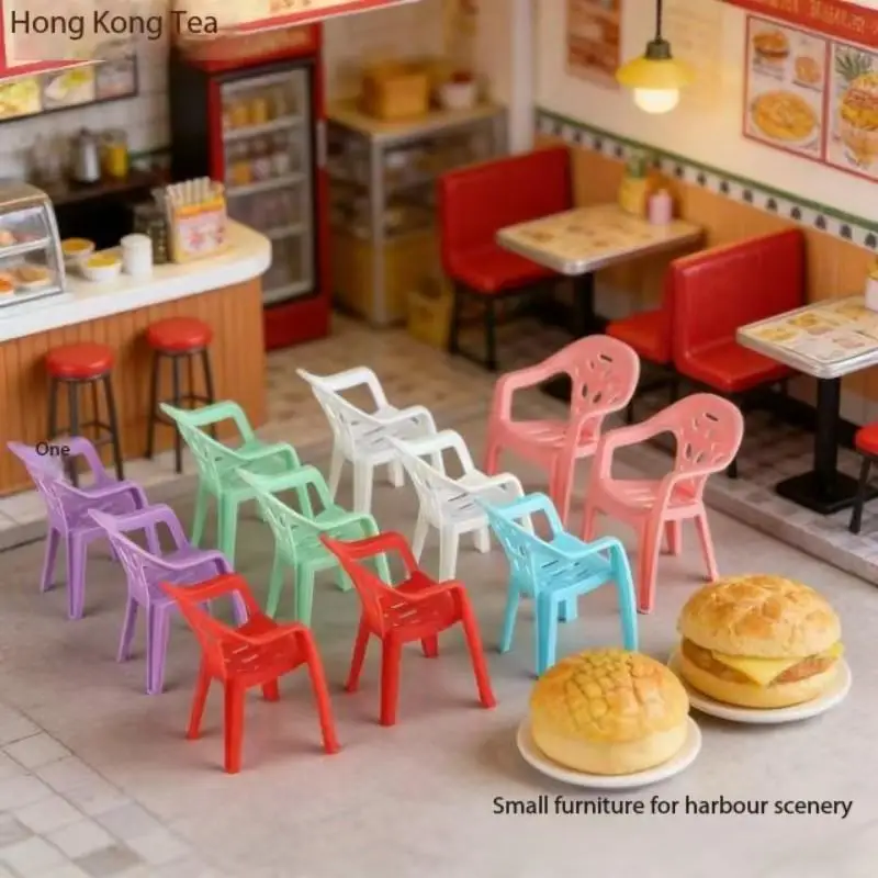 Miniature chairs with backrests (4pcs/8pcs), replica furniture accessories, versatile decorations for all seasons.