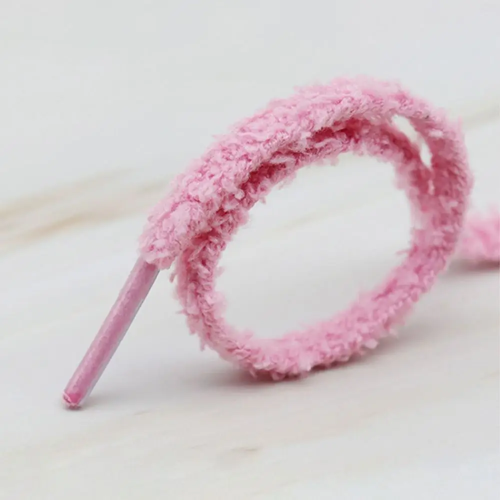 1Pair Shoe Accessories Women Fluffy Fuzzy Laces Casual Sneakers Shoe Laces Cute Flat Shoelaces