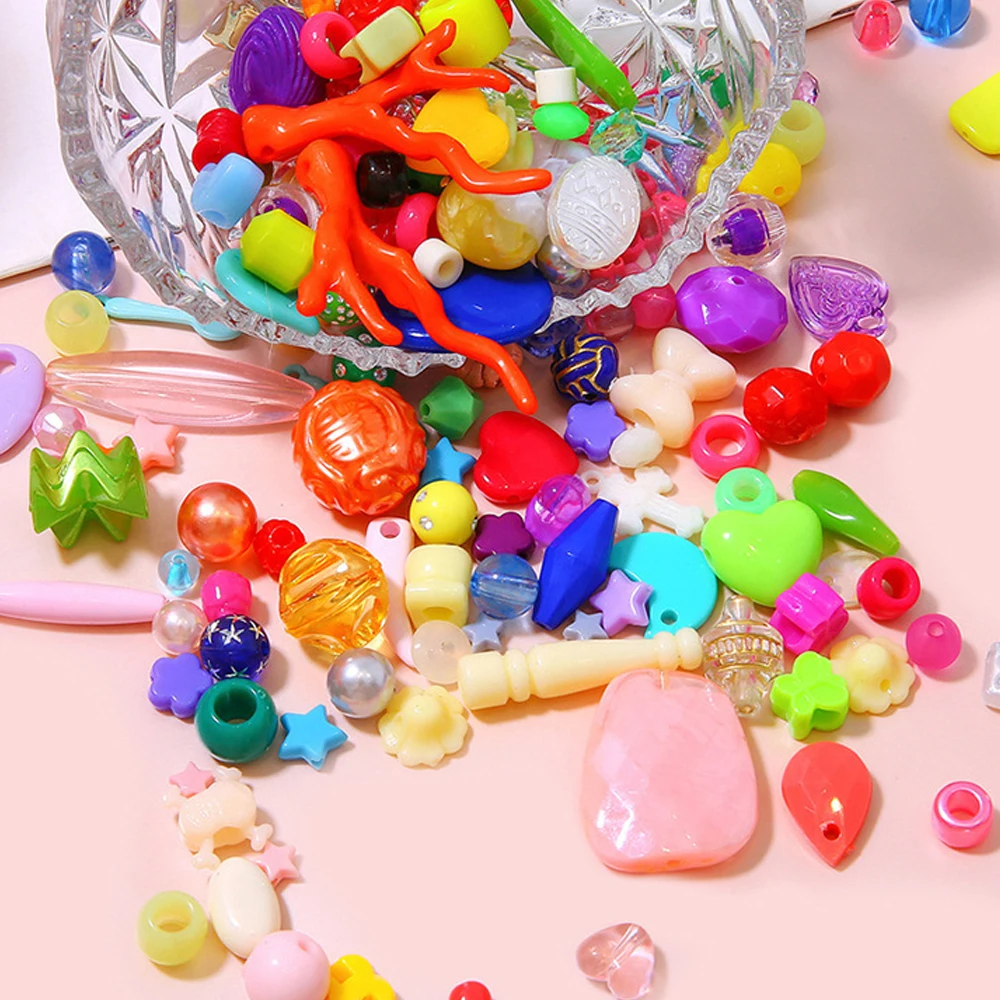 50g Acrylic Mix Colorful Loose Spacer Bead for DIY Bracelets Necklace Keychain Phone Chain Accessories Jewelry Making Supplies