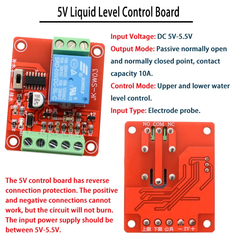 5v12v24v Electrode Type Water Level Detection and Control Circuit Board Can Be Switched to Replenish Drain and Pump Tank