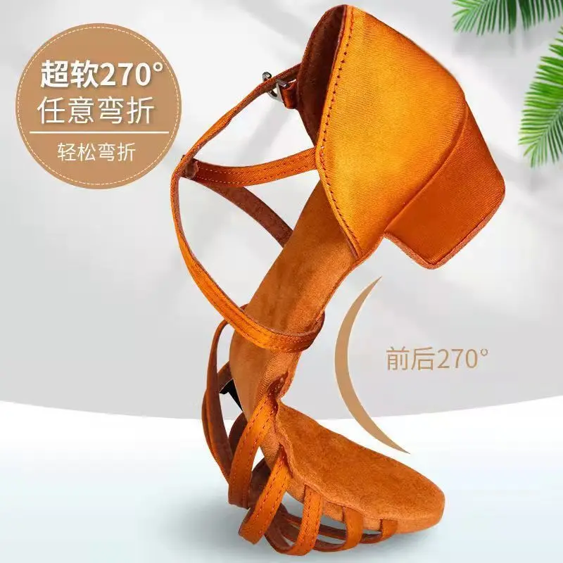 Scarpe da ballo latino per bambini professionali Scarpe da ballo da donna per bambini Scarpe da ballo standard con suola in pelle di mucca per interni